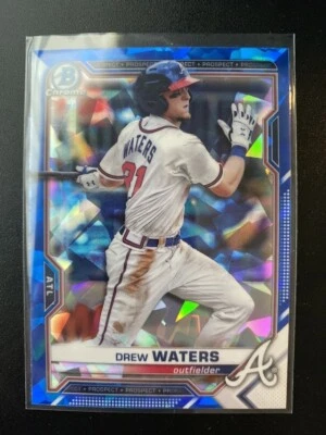 2021 Bowman Chrome Sapphire Prospects #BCP81 Drew Waters Braves - Image 1 of 2
