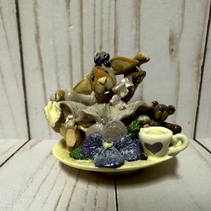 Enesco Donna kleiner Hase Figur Untertasse Teller Figur Blumen Glitzer 2,5 Zoll - Bild 1 von 9
