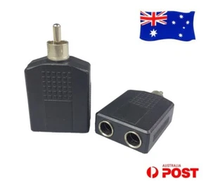 2x Dual 6.35mm Female to Single RCA Male Audio Plug Splitter Headset Adapter AU - Picture 1 of 1
