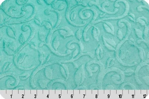 Embossed Leaves Minky Fabric Green Vine Shannon Fabrics Cuddle Marina 2 Yard Cut - Picture 1 of 3