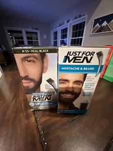 Just For Men Mustache & Beard Brush-In Color Gel Real Black M55 1 Count 2 Pack - Picture 1 of 2
