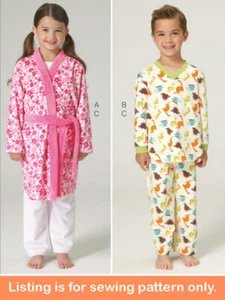 PATRÓN DE COSTURA Costura Niño Niña Pijama Largo Vestido Baño Fácil Simple Niño Pequeño 9213 - Imagen 1 de 3