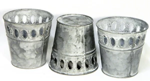 Galvanized Metal Planter Small Flower Pot Holders Set 3 - Picture 1 of 6