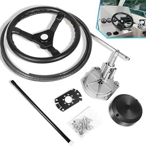 Marine Outboard Rotary Steering System Kit w/15" Cable and 13.5" Steering Wheel - Picture 1 of 9