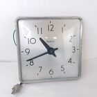 Vintage Simplex School Wall Clock Thick Glass Metal Square Slave Clock