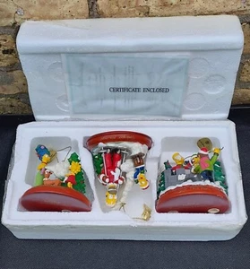 Simpsons Bradford Christmas Ornament Illuminated Homer Marge w/Certification Set - Picture 1 of 22