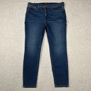 J Crew 9" Mid Rise Skinny Women's Size 32 Blue Dark Wash Cotton Blend #CB395 - Picture 1 of 9