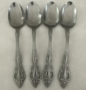 Reed & Barton Select BAROQUE Set 4 Teaspoons Spoon Stainless Flatware Flowers - Picture 1 of 9