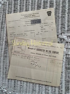 Harrington DE Milling Co PRR Railroad Waybill & Rcpt Cobbs Va RR Depot 1921 - Imagen 1 de 2
