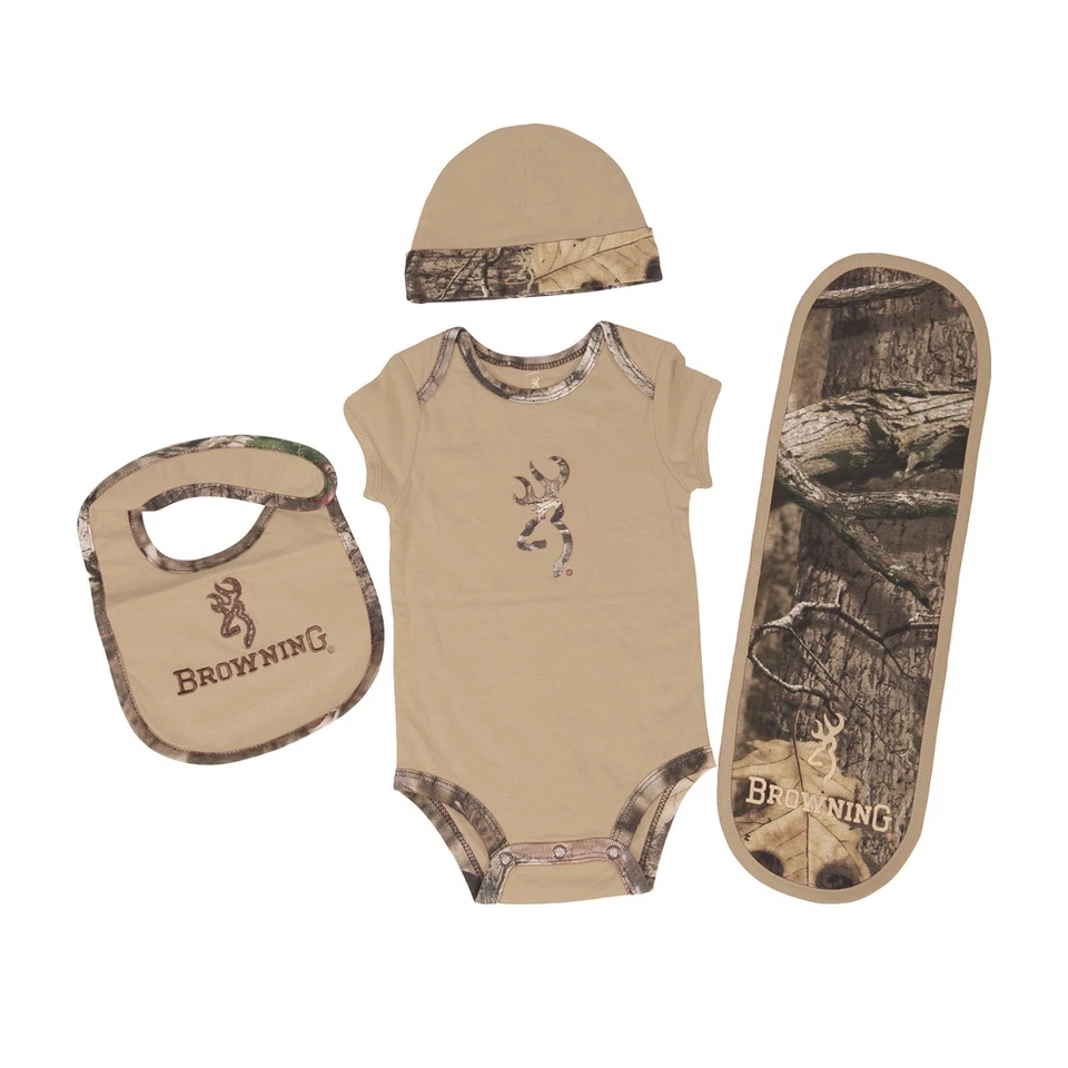 Browning Buckmark Sandstone Tan Mossy Oak Camo 4Pc Baby Set, Camouflage — 第 1/1 张图片
