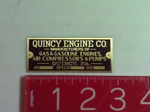 Quincy Nameplate for Hit and Miss Model Engine name tag - Picture 1 of 1