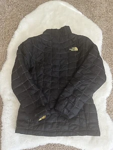 The NORTH FACE Jacket Girls Large 7/8 Black Gold Thermoball Parka Coat - Picture 1 of 6