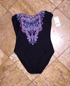 Kenneth Cole Reaction Black Bandeau One-piece Swimsuit Women's S Nwt - Picture 1 of 7