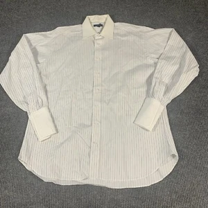 VTG Burberry London Shirt Mens 16.5 35 XL White Striped Button Up French Cuffs - Picture 1 of 12
