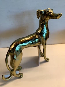 New Solid BRASS Greyhound Statue Whippet Italian Greyhound 7.5 Tall Dog Figurine - Picture 1 of 13