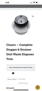 MOUNTAIN PLUMB NICKEL STOPPER/STRAINER #MT200EV/PN FOR DISPOSALS,C-pics - Picture 1 of 3