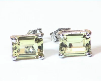 Aretes de oro blanco con piedras preciosas genuinas naturales de berilo verde amarillento EFK847 Foto 1 de 4