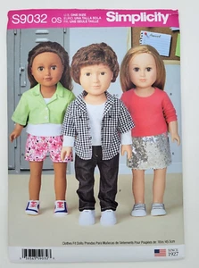 Simplicity S9032 UNISEX Shorts, Pants, T-Shirts, Skirt for 18" Dolls UC Pattern - Picture 1 of 2