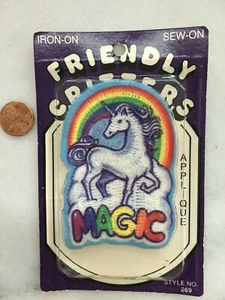 Parche de ropa de tela de unicornio vintage de los 80 unicornio con apliques de arco iris ¡NUEVO EN PAQUETE MÁGICO! - Imagen 1 de 2