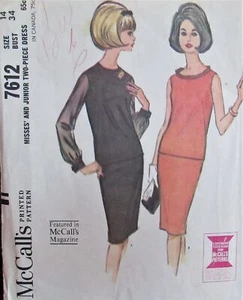 VTG 60s McCalls 7612 Womens 14 Skirt & Blouse Dress Evening Ensemble Pattern UNC - Picture 1 of 2
