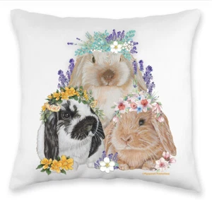 Hase Floppy Ohr Lop Ohr Kaninchen Blumen Überwurfkissen, Dekokissen, geschnitten - Bild 1 von 2