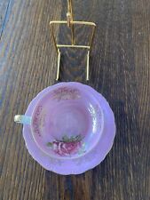 LM Royal Halsey Cabbage Rose Footed Lusterware Tea Cup & Saucer. Pink. Gold Trim