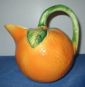 Jarra de cerámica con forma naranja Neiman Marcus - 7" de alto 32 oz. Capacidad-Made In Italy - Imagen 1 de 6