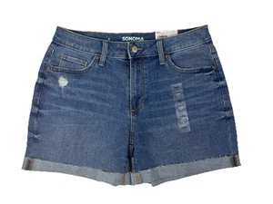 Womens Sonoma Denim Blue Jean Shorts Size 8 High Rise NWT - Picture 1 of 9