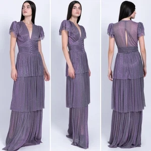 NWT NEW Sabina Musayev Sarah Purple Tiered Maxi Dress Size Small - Picture 1 of 7