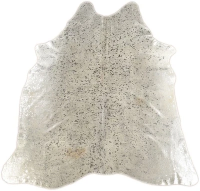 KUHFELL STIERFELL HELL GRAU SILBER DEVORE  ca. 200 x 180 cm METALLIC EFFEKT - Bild 1 von 4