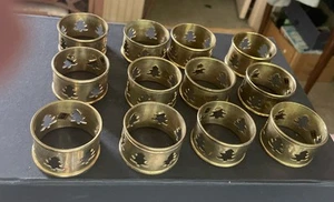 Lote De 12 Anillos Porta Servilletas Árbol De Navidad De Latón Años 80 De Colección Pier 1 India - Imagen 1 de 3