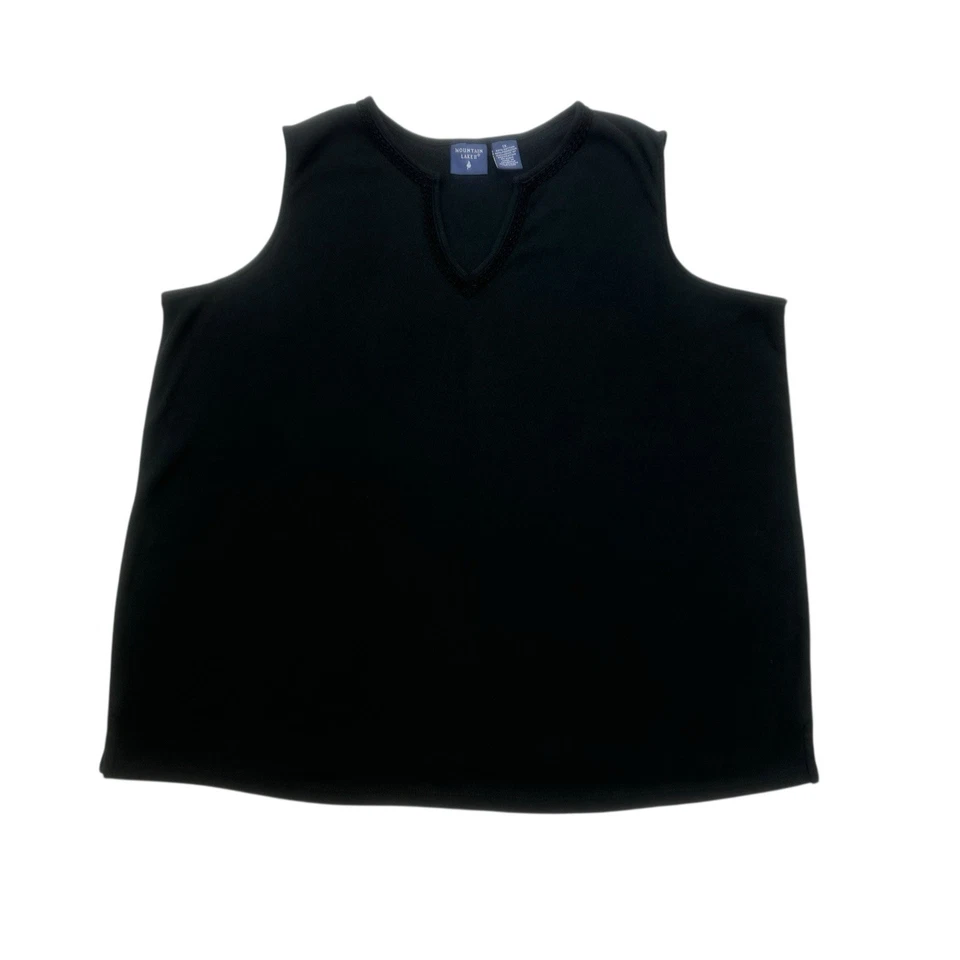 Camiseta sin mangas Mountain Lake vintage para mujer 1X negra cuello en V sin mangas elástica Foto 1 de 4