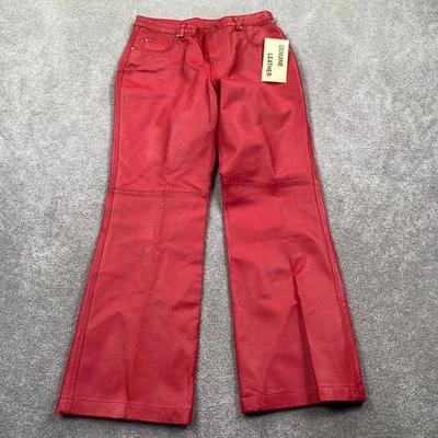 Pantalones acampanados Metrostyle rojos de cuero genuino Metrostyle talla 10P vintage para mujer Foto 1 de 4