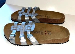 Birki's Xenia Birkenstock Silver Sandals Shoes 42 Women's Size 11 Soft Footbed - Picture 1 of 5