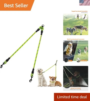 Reflective Double Dog Leash, 30-Inch Tangle-Free Coupler for Small Dogs - Image 1 of 4