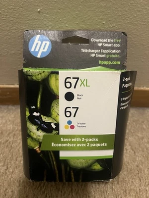 HP 67XL Black 67 Tricolor Ink Set OEM Sealed Retail Box August 2025 - Image 1 of 3