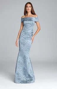 Rickie Freeman For Teri Jon New Jacquard Off The Shoulder Gown Size 4 - Picture 1 of 24