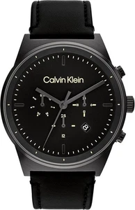 Calvin Klein Herren 44mm Quarz Uhr 25200298 Schwarz Lederarmband Multifunktion - Bild 1 von 3