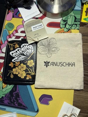 ANUSCHKA NUEVO CON ETIQUETAS Pequeña Cartera RFID con Cremallera-Mariposa Foto 1 de 4