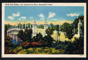CONNECTICUT RIVER ~ SPRINGFIELD MA ~ CARTOLINA LINO 1941 Tichnor vedute di qualità - Foto 1 di 2