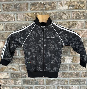 Adidas Disney Track Jacket Goofy All Over Print AOP Black Toddler Kids Size 4T - Picture 1 of 12