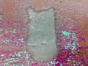 Iridescent/White 5mm Flip-Up Sequin on Spandex, 54" inch, Sold By The Yard - Picture 1 of 1