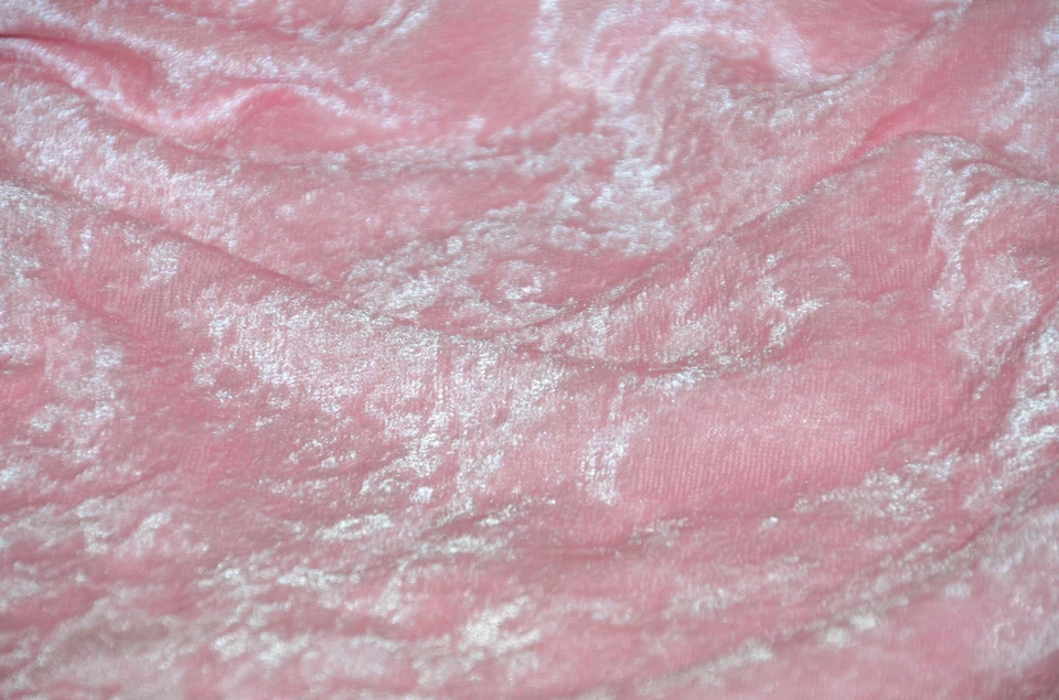 VELVET PANNE CRUSHED BACKDROP VELOUR STRETCH FABRIC 60" WIDE PINK BY THE YARD - Image 1 of 1