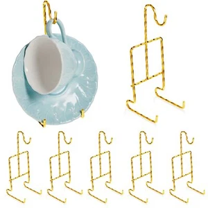 8 Pieces Tea Cup and Saucer Display Stand Holder Rack Metal Cup Saucer Holder - Picture 1 of 7