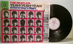 BEATLES YEAH!YEAH!YEAH! Hard Day's Night '64 Odeon STEREO German rectagular stkr - Picture 1 of 2