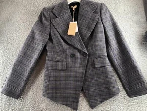 Giacca blazer donna Michael Kors collezione nuova taglia 2 grigio viola lana a quadri - Foto 1 di 23