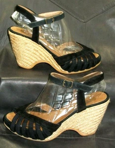 Eric Michael Kamielle Women's black suede quarter strap sandals shoes EUR 36 - Picture 1 of 6