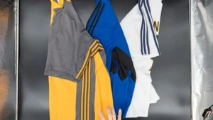 Adidas Soccer shirts White, Blue, Yellow short sleeve EUC - Picture 1 of 14