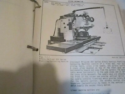 Cincinnati Milacron Service Operating Manual 20 V Series 5 Axis Milling Machine - Image 1 of 4
