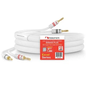 Nakamichi speaker cable wires Excel Series 24k gold-plated banana plugs and 6ft - Picture 1 of 9